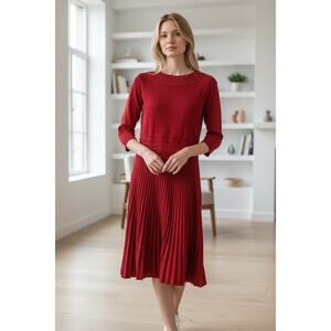 Spense Women’s S Red Brown Studded Holiday Dress Long Sleeve Stretch Boho